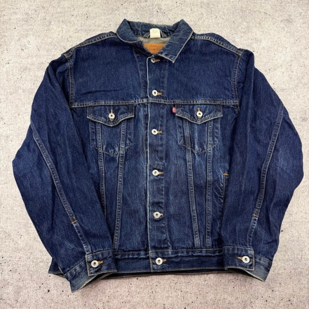 Vintage Levis Dark Blue Denim Type 3 Trucker Jacket 70507-4809 Mens Large